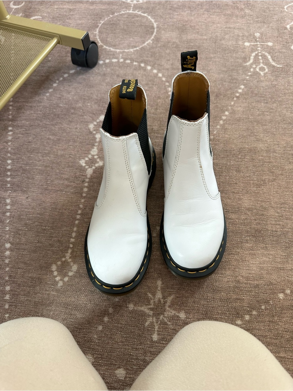 Dr. Martens White Leather Chukka Boots with Black Elastic Panels